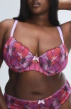 Savage X Fenty Mosaic Floral Lace Unlined Demi Bra In Pink