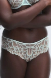 Savage X Fenty Not Sorry Lace Cheeky Briefs In Mint Blue/brown