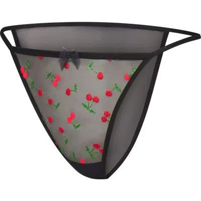 Savage X Fenty Puff Cherries String Bikini In Black