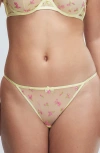 Savage X Fenty Puff Flowers String Bikini In Mint Yellow