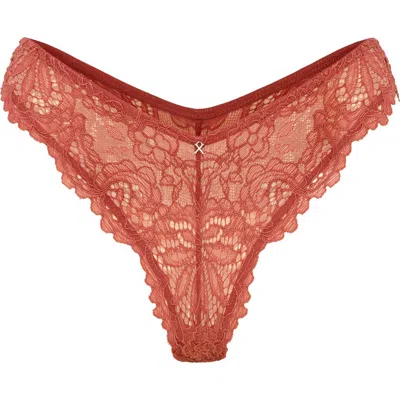 Savage X Fenty Romantic Corded Lace Brazilian Panties In Brown