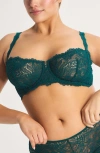 Savage X Fenty Romantic Corded Lace Unlined Underwire Bra In Green