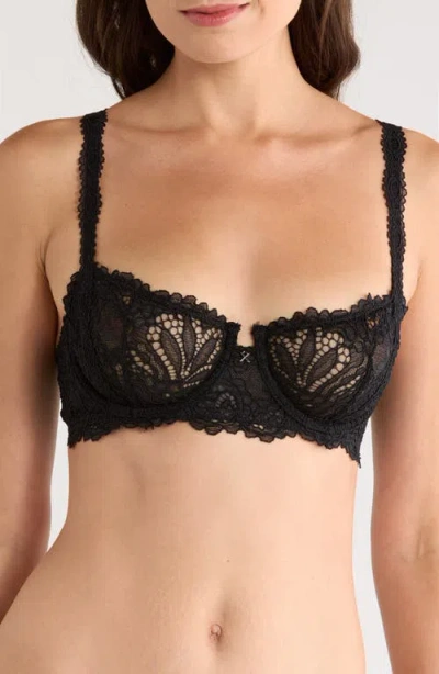 Savage X Fenty Romantic Corded Lace Unlined Underwire Bra In Black