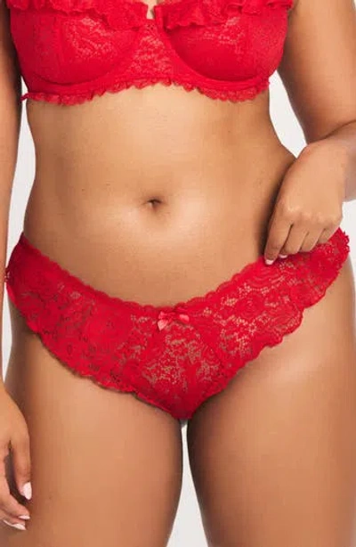 Savage X Fenty Rose Lace Cheeky Briefs In Red