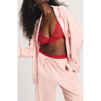 Savage X Fenty Satin Ever After Pajama Shirt In Pink