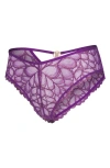 Savage X Fenty Savage Not Sorry Lace Cheeky Panties In Purple Gem/claret Metallic