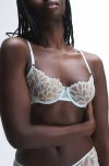 Savage X Fenty Savage Not Sorry Unlined Lace Balconette Bra In Mint Blue/brown