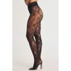 Savage X Fenty Savage X Lace Floral Sheer Tights In Black