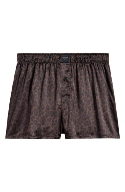 Savage X Fenty Savage X Satin Boxers In Double Espresso Brown Print