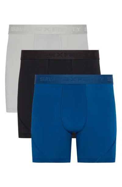 Savage X Fenty Shadow Fit 3-pack Boxer Briefs In Blue