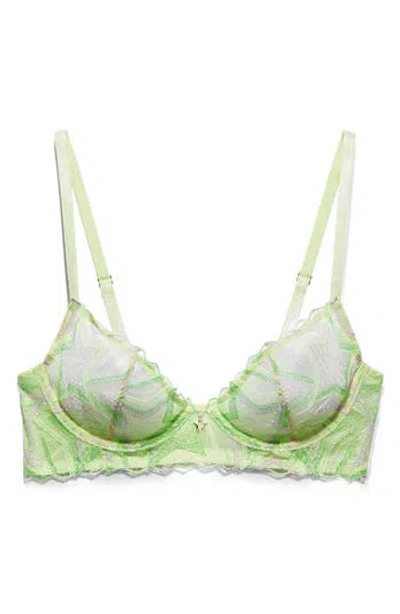 Savage X Fenty Shining Star Embroidered Unlined Demi Bra In Green