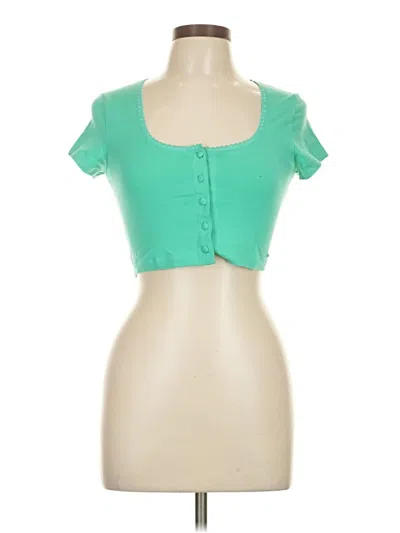 Pre-owned Savage X Fenty Short Sleeve Top Green Sweetheart Neckline Tops