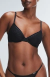 Savage X Fenty Show 'n Tell Mesh Unlined Demi Bra In Black Caviar