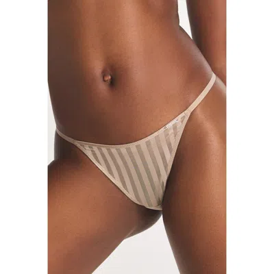 Savage X Fenty Show 'n' Tell Stripe G-string In Neutral