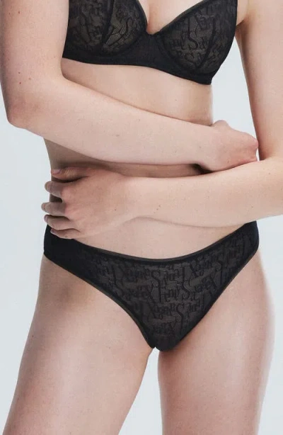 Savage X Fenty Signature Script Cheeky Briefs In Black Caviar