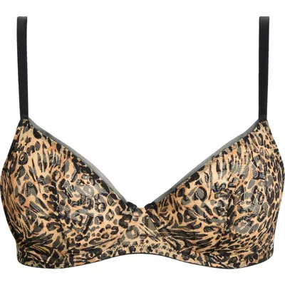 Savage X Fenty Signature Script Lace Underwire Demi Bra In Brown