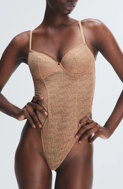 Savage X Fenty Signature Script Underwire Teddy In Brown