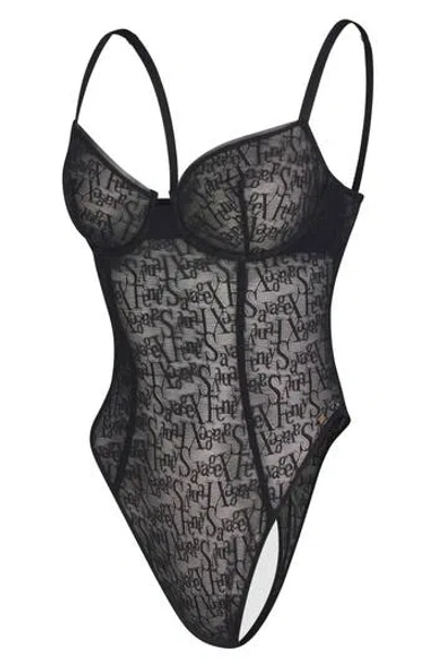 Savage X Fenty Signature Script Underwire Teddy In Black