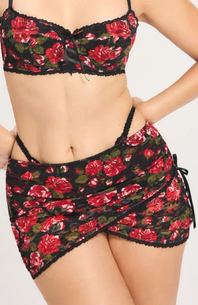 Savage X Fenty Sinful Rose Lace Miniskirt In Multi