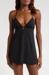 Savage X Fenty Sleek Stitch Sleep Mini Slip In Black Caviar