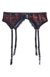 Savage X Fenty Sparkle Prep Garter Belt In Black Caviar Sparkle Prep Lace