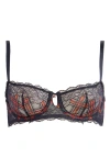 Savage X Fenty Sparkle Prep Unlined Balconette Bra In Black Caviar Sparkle Prep Lace