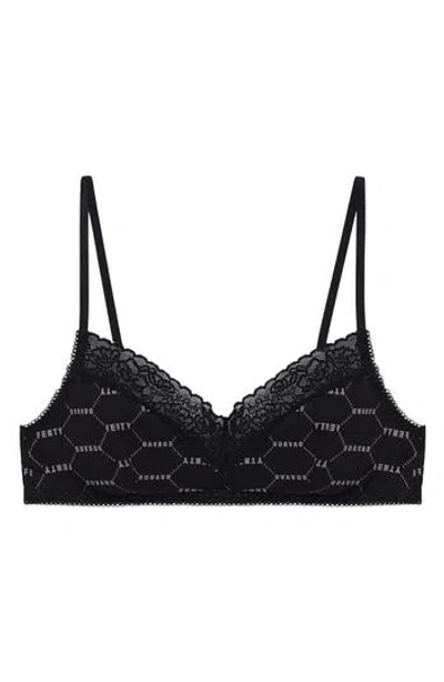 Savage X Fenty Stretch Cotton Essentials Lace Trim Bralette In Black