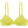 Savage X Fenty Stretch Cotton Essentials Lace Trim Unlined Bra In Yellow