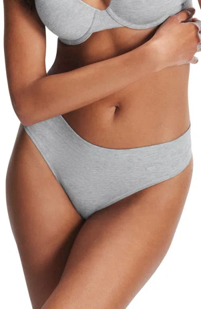 Savage X Fenty Stretch Cotton Essentials Thong In Gray
