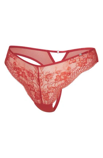 Savage X Fenty Top Drawer Lace Thong In Pink