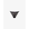 Savage X Fenty Womens  Cherries String-bikini Mesh Briefs In Black Caviar