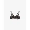 Savage X Fenty Womens  Cherries Underwired Mesh Demi Bra In Black Caviar