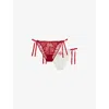 Savage X Fenty Womens  Flirty And Wordy Pack Of Two Woven Briefs In White/red