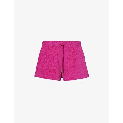 Savage X Fenty Womens Signature Script Brushed Velour Shorts Purple Passionfruit Met
