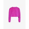 Savage X Fenty Womens Signature Script Cropped Velour Sweatshirt Purple Passionfruit Met In Purple Passionfruit Met