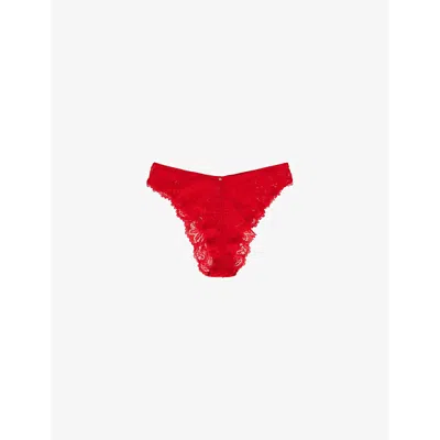 Savage X Fenty Womens Romantic Corded-lace Brazilian Briefs Timeless Red Xxxl