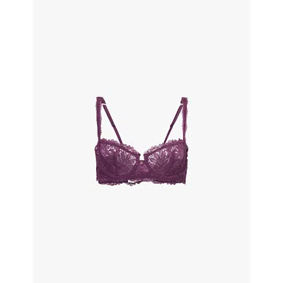 Savage X Fenty Womens Purple Persuasion Romantic Corded Lace Unlined Balconette Stretch-lace Bra