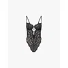 Savage X Fenty Womens Caviar Savage Not Sorry Underwired Lace Teddy In Caviar