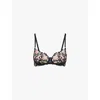 Savage X Fenty Womens Blk Caviar Bloom Bad Lce Savage Not Sorry Unlined Balconette Lace Bra In Blk Caviar Bloom Bad Lce