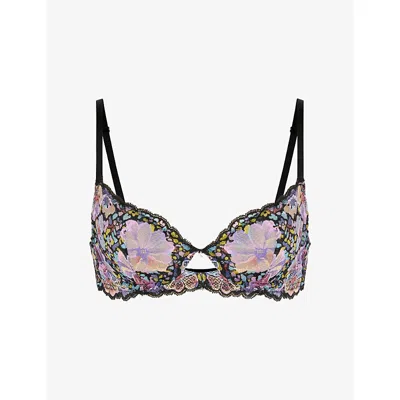 Savage X Fenty Womens  Field Of Flowers Lace Unlined Plunge Bra In Black