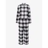 Savage X Fenty Womens Flannel Feels Check Cotton-blend Pyjama Set Dove White Plaid In Dove White Plaid