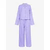 Savage X Fenty Womens Flannel Feels Check Cotton-blend Pyjama Set Purple Lavender Plaid In Purple Lavender Plaid