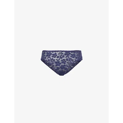 Savage X Fenty Womens  Lavish Hipster Lace Briefs In Dark & Stormy Blue