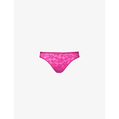Savage X Fenty Womens Lavish Mid-rise Lace Thong Purple Passionfruit Met