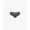 Savage X Fenty Womens Caviar Not Sorry Lace Cheeky Mid-rise Stretch-lace Briefs In Caviar