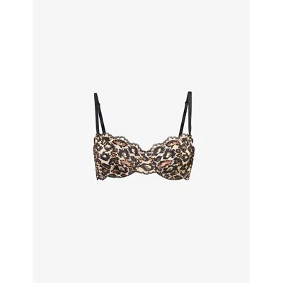 Savage X Fenty Womens  On The Prowl Balconette Underwired Lace Bra In Beige Brule/drk Chc Brwn