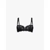 Savage X Fenty Womens Caviar Romantic Corded Unlined Balconette Stretch-lace Bra In Caviar