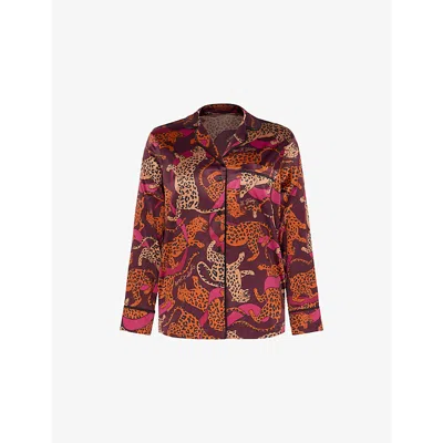 Savage X Fenty Womens  Satin Ever After Satin Pajama Shirt In Multi