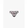 Savage X Fenty Womens Blk Caviar Bloom Bad Lce Savage Not Sorry High-leg Floral Lace Thong In Blk Caviar Bloom Bad Lce