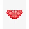 Savage X Fenty X Fenty Womens Timeless Red Savage Not Sorry Lace Cheeky Briefs In Red